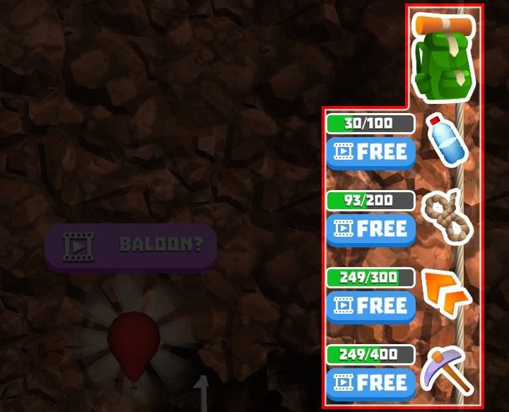 CLIMB THE MOUNTAINの登攀アイテム