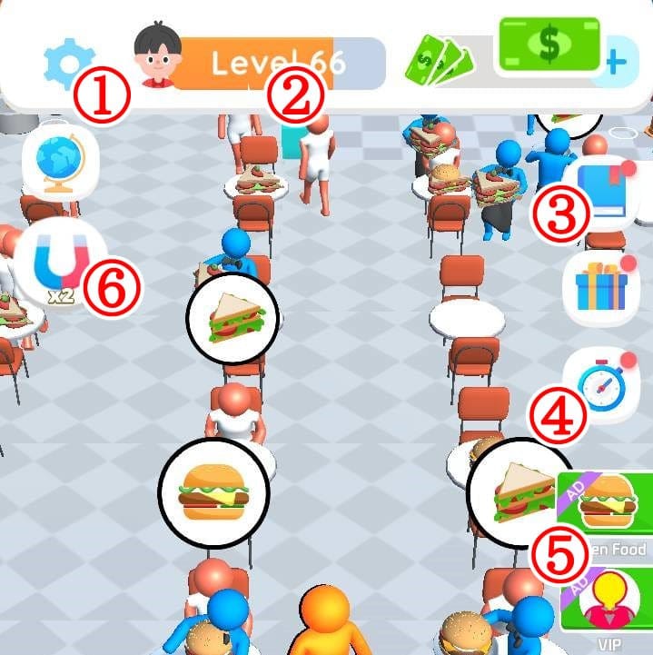 Idle Fast Food EmpireのUI