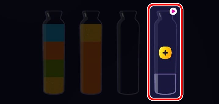 Color Water Sortの広告視聴で試験官追加