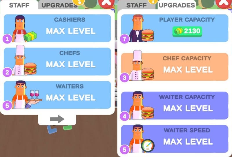 Cooking StarFast Food Empireのアップグレード内容