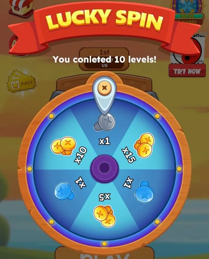 ウッドパズル：ナッツ&ボルト-ラッキースピン