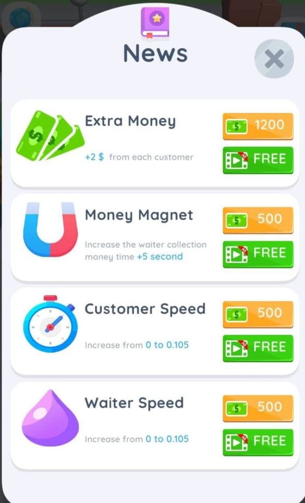 Idle Fast Food Empireのアップグレード